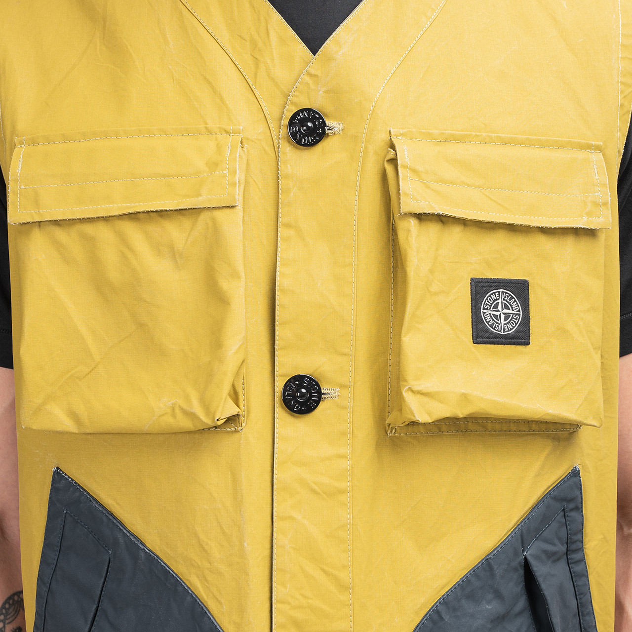 STONE ISLAND TELA PLACCATA BICOLORE VEST (MULTI) STONE ISLAND TELA PLACCATA BICOLORE VEST (MULTI)