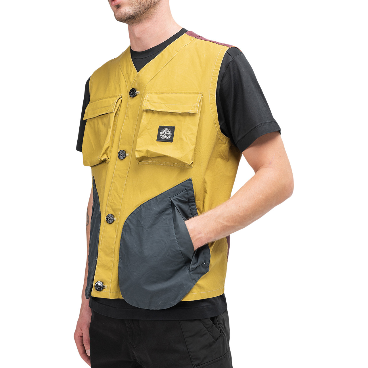 STONE ISLAND TELA PLACCATA BICOLORE VEST (MULTI) STONE ISLAND TELA PLACCATA BICOLORE VEST (MULTI)
